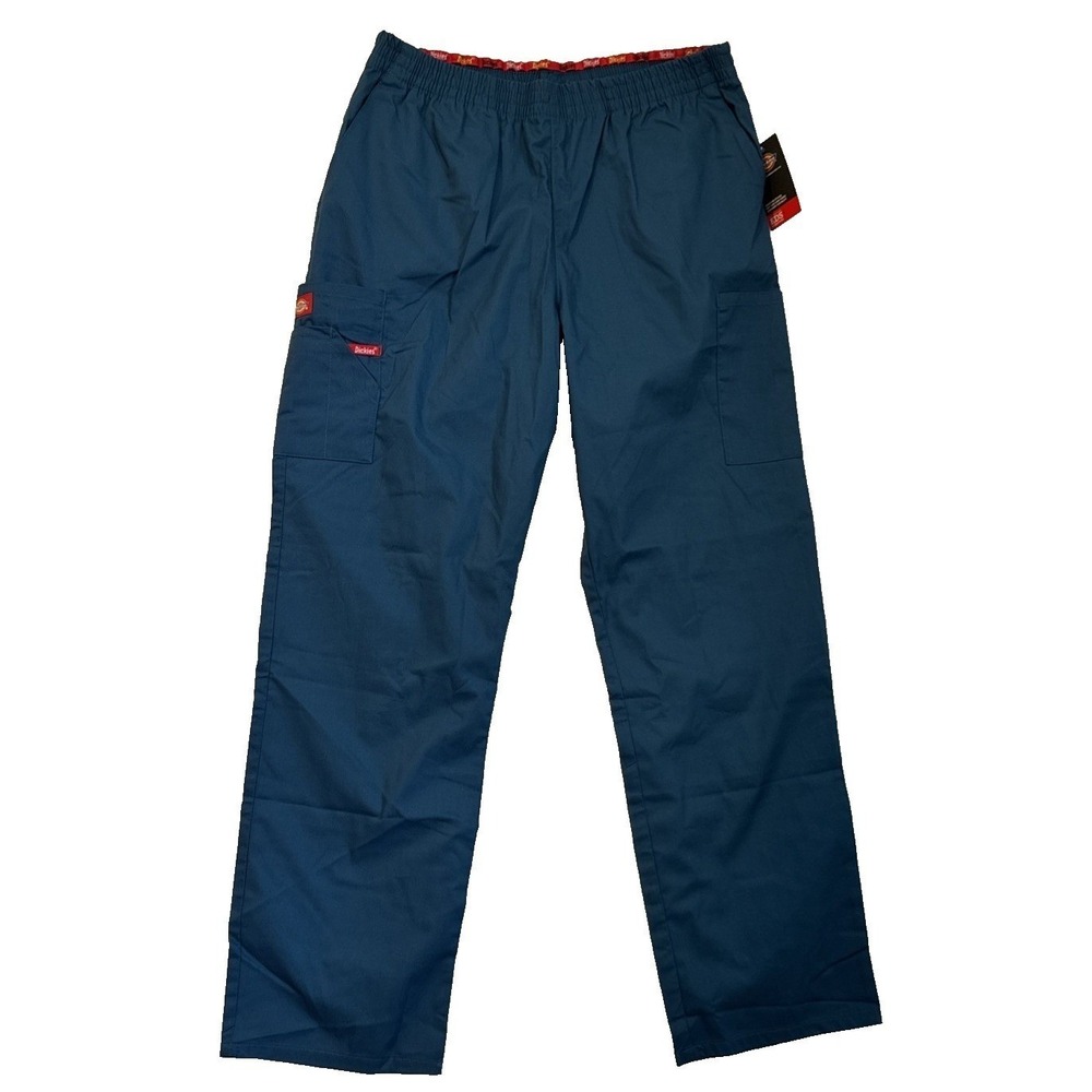 Dickies Scrub Pants Men Large Blue EDS Essentials Cargo Elastic Waist 86106